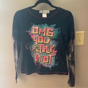 Vintage y2K kids bobby jack Black Graphic Long Sleeve Top